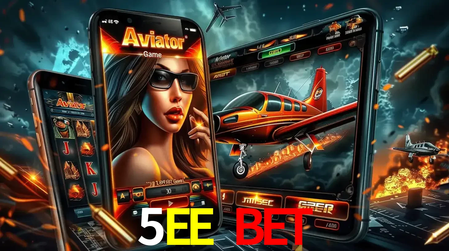 O popular jogo de apostas Aviator exibido em vários celulares e tablets, mostrando a interface emocionante e a ação de voo disponíveis para jogar agora no 5EE BET.
