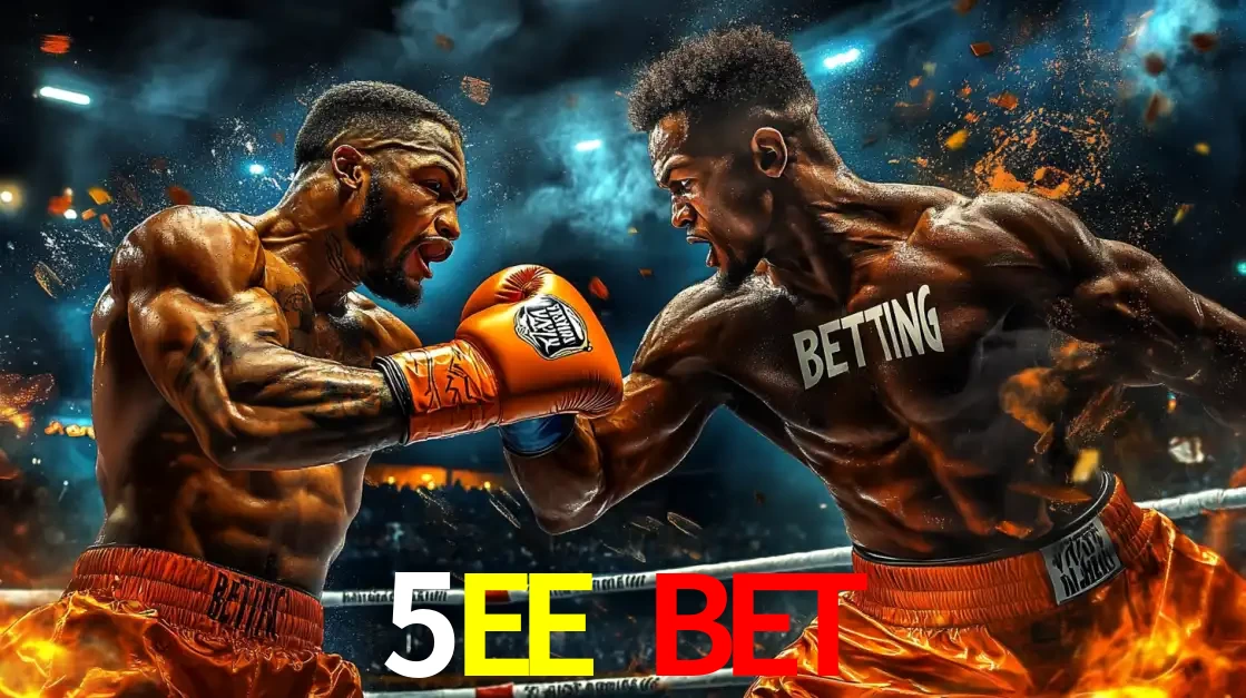 Dois boxeadores em uma luta intensa e explosiva, representando a adrenalina e as oportunidades de apostas em esportes de combate disponíveis na plataforma 5EE BET.
