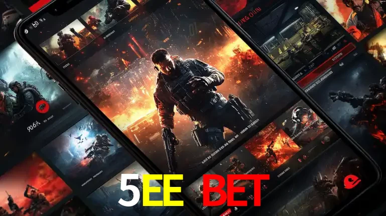 Tela de um celular exibindo uma galeria de jogos de tiro com temática militar, mostrando a variedade de e-sports disponíveis para apostas na plataforma de entretenimento 5EE BET.